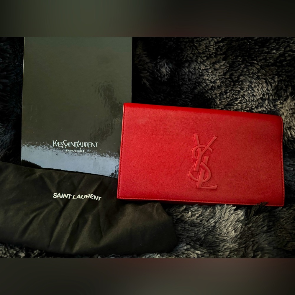 Yves Saint Laurent Red Leather Clutch